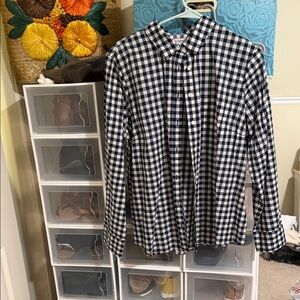 J. Crew Black and White Checkered Button-Down Shirt